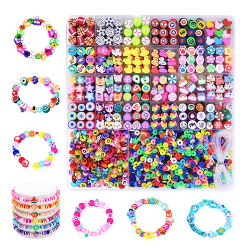 YZROHYI 2300 Stück Perlen zum Auffädeln Kinder Set,Bunte Perlen für ArmbäNder Selber Machen,Beads Kids,Bastelset Ketten Kinder,Schmuck Bastelperlen mit Loch,Halsketten Zubehör Perlenset für DIY von YZROHYI