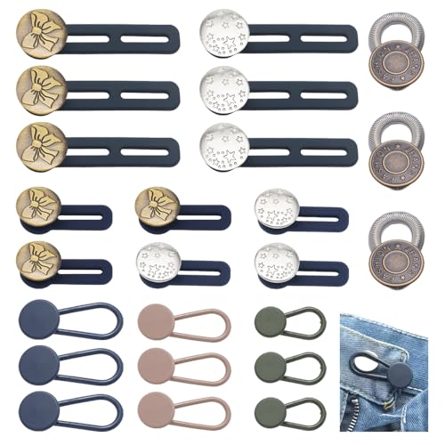 YZROHYI 24pcs Hosenbunderweiterung Herren Damen,Hosenknopf Verlängerung Jeans Button Extenders,Bunddehner,Hosenerweiterung Schwangerschaft,Taillenverlängerung,Knopf Erweiterung,Hosenbundverlängerungen von YZROHYI