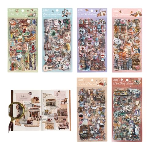 YZROHYI 36 Blatt Vintage Sticker Scrapbook,Journaling Sticker Aesthetic,Aufkleber Scrapbooking Kinder,Scrapbooking Zubehör Set,Handyhülle Stickers Laptop,Bastelpapier Retro,Fotoalbum Stickers YZROHYI 36 Blatt Vintage Sticker Scrapbook,Journaling Sticker Aesthetic,Aufkleber Scrapbooking Kinder,Scrapbooking Zubehör Set,Handyhülle Stickers Laptop,Bastelpapier Retro,Fotoalbum Stickers von YZROHYI