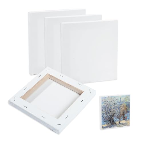 YZROHYI 4 PCS Keilrahmen Leinwand zum Bemalen 15x15 CM,Ölmalerei Leinwände Quadratisch,Blank Canvas Painting,Karton Leinwand Malen Klein mit Holzrahmen,Malpappe mit Leinwände für Acrylfarben von YZROHYI