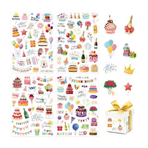 YZROHYI 4 Stück Geburtstag Sticker Gästebuch Party,Scrapbook Sticker Fotoalbum Geburtstag,Happy Birthday für Wasserflaschen,Aufkleber für Bullet Journal,Aufkleber Dekoration Fotobuch Wasserdicht YZROHYI 4 Stück Geburtstag Sticker Gästebuch Party,Scrapbook Sticker Fotoalbum Geburtstag,Happy Birthday für Wasserflaschen,Aufkleber für Bullet Journal,Aufkleber Dekoration Fotobuch Wasserdicht von YZROHYI
