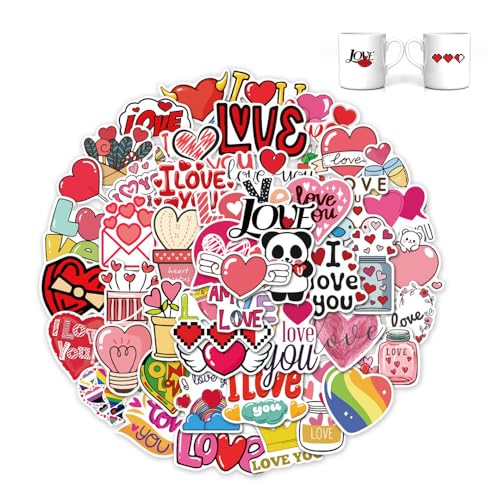 YZROHYI 50 PCS Liebe Sticker Aesthetic,Aufkleber Valentin für Telefon,Love Stickers für Scrapbook,Buch Sticker Romance für Laptop,Fotoalbum Aufkleber für Bullet Journal,Stickers für Wasserflaschen von YZROHYI