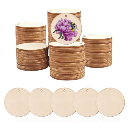 YZROHYI 50 Stück Holzplättchen Runde Holzscheiben 30 MM,Kleine Holzplatten zum Basteln Runde Holzkreise,Naturholzscheiben Mit Loch,Mini Baumscheiben Deko,Holzbrettchen Rund zum Bemalen,Holzanhänger YZROHYI 50 Stück Holzplättchen Runde Holzscheiben 30 MM,Kleine Holzplatten zum Basteln Runde Holzkreise,Naturholzscheiben Mit Loch,Mini Baumscheiben Deko,Holzbrettchen Rund zum Bemalen,Holzanhänger von YZROHYI
