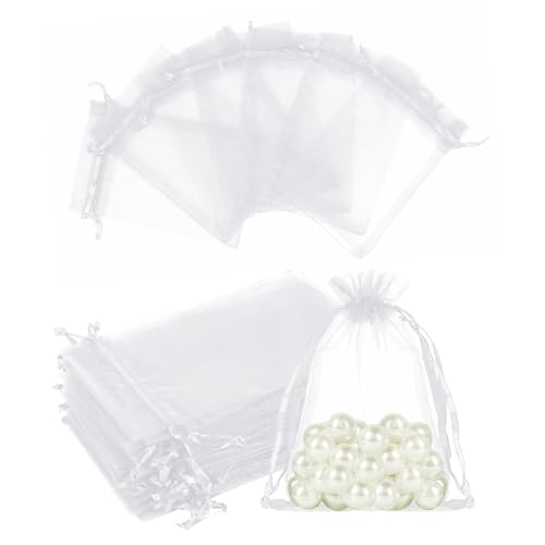 YZROHYI 50 Stück Organzasäckchen 10x15 CM,Geschenkbeutel Kleine Tüten,Geschenksäckchen für Lavendel,Geschenktüten Mit Zugband,Schmuckbeutel zum Befüllen,Schmucksäckchen,Netzbeutel für Gastgeschenke von YZROHYI