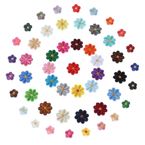 YZROHYI 50 Stück Patches Blumen zum Aufbügeln,Bügelsticker Kleidung Blumen Aufnäher,Bügelflicken Floral zum Aufnähen,Aufbügelbilder für Textilien,Applikationen Selbstklebende Reparaturflicken von YZROHYI