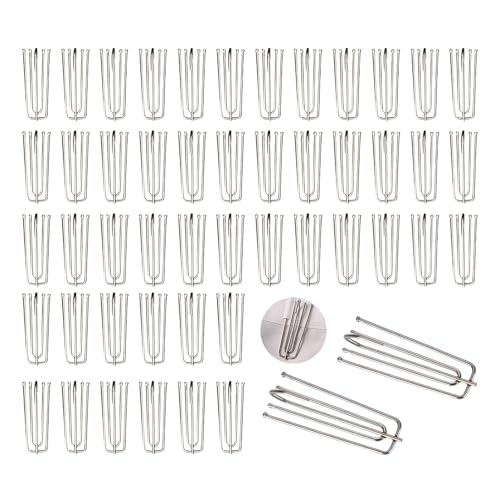 YZROHYI 50 Stück Vorhang Faltenhaken für Gardinenhaken Edelstahl,Gardinen Faltenstecker mit 4 Zinken,Curtain Hooks Metal,Vorhanghaken für Schienen,Faltenlegehaken für Gardinenhaken zum Einhängen von YZROHYI