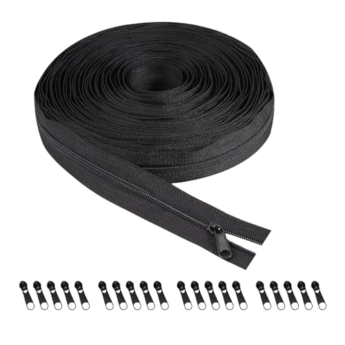 YZROHYI Endlosreißverschluss Mit Zipper Schwarz 10 m,Nylon Reissverschluss Mit 20 Reißverschlusszügen,Reissverschluss Teilbar,Reißverschluss Diy,Reißverschluss Handwerk für Bettwäsche Kleidung Tasche YZROHYI Endlosreißverschluss Mit Zipper Schwarz 10 m,Nylon Reissverschluss Mit 20 Reißverschlusszügen,Reissverschluss Teilbar,Reißverschluss Diy,Reißverschluss Handwerk für Bettwäsche Kleidung Tasche von YZROHYI