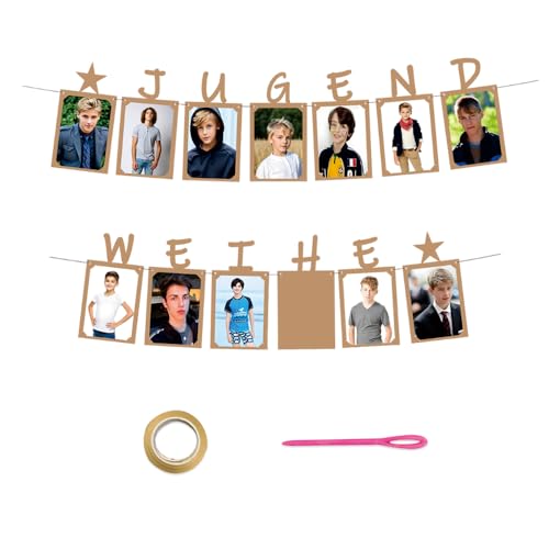 YZROHYI Fotogirlande Jugendweihe Geschenke,Foto Banner Jugendweihe Deko Fotowand,Kraftpapier Fotorahmen zum Aufhängen Wand,Papierrahmen Foto Rahmen Papier,Fotos Hängende Wanddekoration für Party von YZROHYI