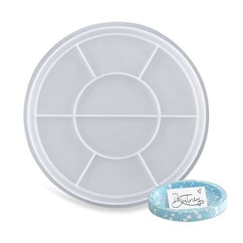 YZROHYI Untersetzer Silikonform Teller Rund 17.2 cm,Silikonformen Gießformen Tablett,Silicone Mold Resin Tray,Silikon Gießform Schale Mit Rillen,Epoxidharz Formen Tablett,Gießform Dekoteller für DIY von YZROHYI
