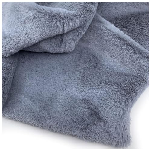 YZRXD Zottelig Kunstpelz-Stoff 37 Farben Kunstfell Fellimitat Stoff Weicher Flauschiger 1cm Kurzer Plüschstoff 160cm Breit für Kostüm Dekorationen Basteln Polsteru(Size:1.6x1m(62''x39''),Color:grau) von YZRXD