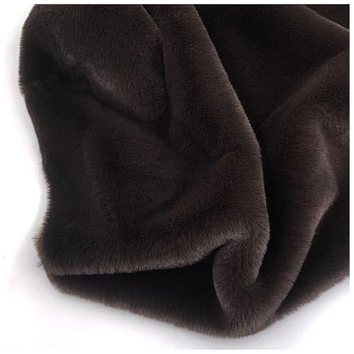 Zottelig Kunstpelz-Stoff 37 Farben Kunstfell Fellimitat Stoff Weicher Flauschiger 1cm Kurzer Plüschstoff 160cm Breit für Kostüm Dekorationen Basteln Polsteru(Size:160x50cm(62‘’x19''),Color:Kaffee) von YZRXD