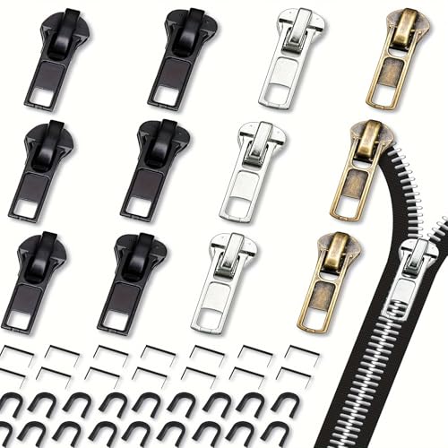 #5 52-teiliges Reißverschluss-Reparaturset Ersatz: YZSFIRM Reißverschlüsse, Schieber ersetzen Metall-Kunststoff- und Nylonspule – Fixieren Sie ein Reißverschluss-Botteil und einen oberen Anschlag von YZSFIRM