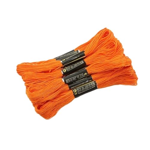 Stickgarn Kreuzstichgarn, 7,5 m, Stickerei, buntes Baumwollgarn, Polyester for handgefertigtes Nähgarn (Color : Orange, Size : 5pcs) von YZTGDKY
