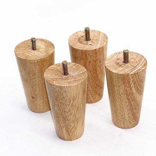 YZWHKJ Möbelfüße Holz,Stuhlbeine Holz 10-15 cm Höhe Holzfarbe Gummi Holz Möbelbeine M8 Gewinde Ersatz für Schrankstuhl Couch Füße 4/1 stücke(Straight 10CM 4pcs) von YZWHKJ