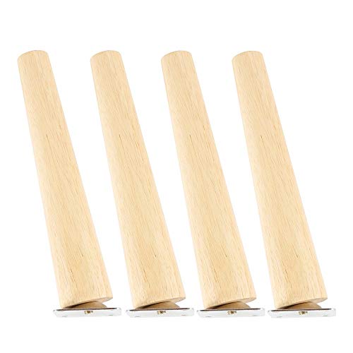 YZWHKJ Möbelfüße Holz,Stuhlbeine Holz 4 stücke Massivholz Möbelbeine schräg geraden Füße Sofa Couchtisch Kabinett Bein mit Metallplatten Schrauben 8/15 / 20 cm hoch(High 20cm Slant) von YZWHKJ