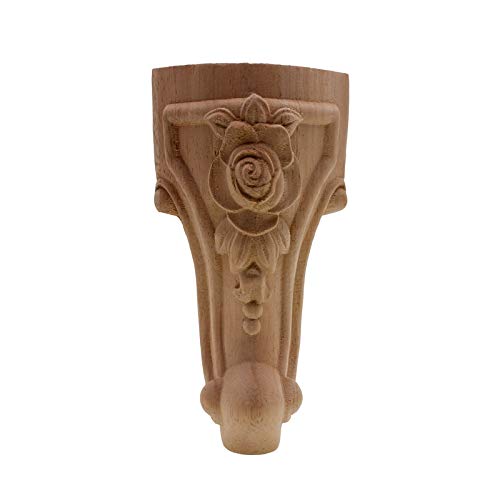 YZWHKJ Möbelfüße Holz,Stuhlbeine Holz Möbelbeine Blumenholz Geschnitzte Aufkleber Ecke Applikationen Rahmenmöbel Holzschnitzerei Dekorative Holzfiguren Kunsthandwerk Home(20cmX7cm) von YZWHKJ