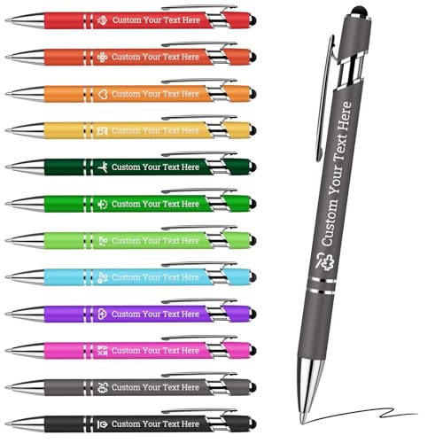 YZXCMHJ 2-in-1 Profi Stylus & Kugelschreiber für Smartphones/Tablets - Multitouch mit Gummigriff, 12 Metallicfarben + Personal. Text/Logo-Gravur als Premium-Firmengeschenk inkl. Schwarztinte von YZXCMHJ