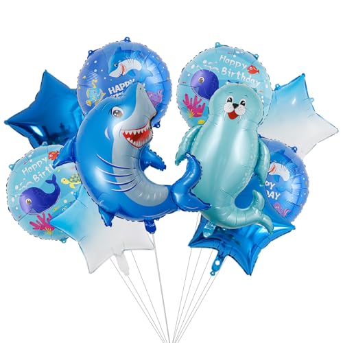 YZZT 10pcs Shark Folienballon Hai Luftballons Party Dekoration Geburtstag Party Haie Dekorationen Kinder Geburtstag Luftballons für Kindergeburtstage, Mottopartys, Unter dem Wasser Partys YZZT 10pcs Shark Folienballon Hai Luftballons Party Dekoration Geburtstag Party Haie Dekorationen Kinder Geburtstag Luftballons für Kindergeburtstage, Mottopartys, Unter dem Wasser Partys von YZZT