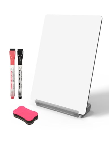 Yagee Multifunktionales Schreibtisch-Whiteboard mit Handy- und Tablet-Halterung - Doppelseitige Schreibtafel mit Aufbewahrungsbox, ideal für Büro und Schule - Inklusive Marker und Radiergummi - 14×7cm von YaGee