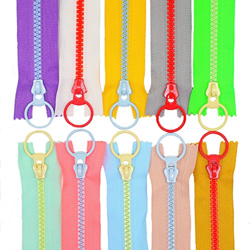 YaHoGa 10 Stück 25 cm Reißverschluss Kunststoff Reissverschluss Reißverschluß 5mm Nicht teilbar für Tasche DIY Nähen Craft Kissenbezug Kleidung, 10 Farben von YaHoGa