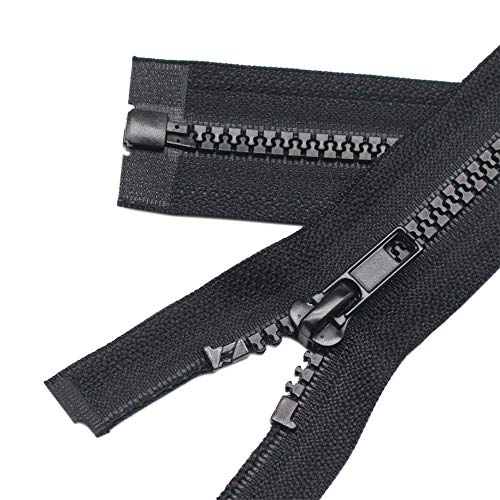 YaHoGa 2 Stück 35 cm Reißverschluss Kunststoff 5mm teilbar Reissverschluss Reißverschluss für Jacken Schwarz (35 cm) von YaHoGa