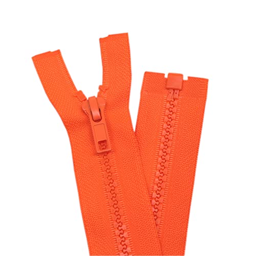 YaHoGa 2 Stück #5 53,3 cm Trenn-Jacken-Reißverschlüsse zum Nähen von Mänteln, Jacken, Reißverschluss, geformte Kunststoff-Reißverschlüsse, Großpackung (53,3 cm, Orangerot) von YaHoGa