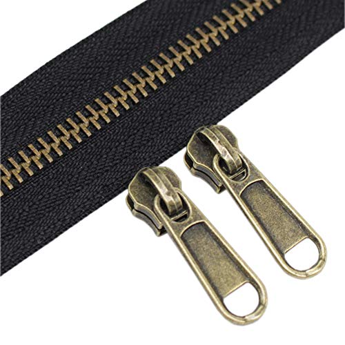 YaHoGa 3,5 m endlos Reißverschluss Meterware Metall reissverschluss 5mm-Spirale + 10 Nonlock-Zipper für Taschen Deko DIY Basteln Nähen (bronzefarbene) von YaHoGa