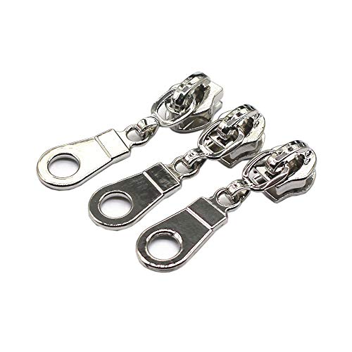 YaHoGa 50 Stück Silberfarben Nonlock-Zipper für endlos Reißverschluss Meterware 6mm-Spirale (Silberfarben) von YaHoGa