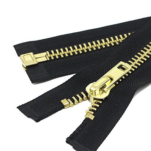 YaHoGa 65 cm #10 Große Reißverschluss Metall Reißverschluß teilbar Reissverschluss für Mantel, Jacke (Messing) von YaHoGa