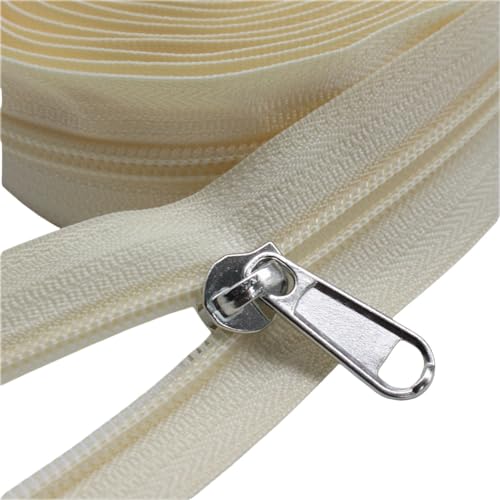 YaHoGa 9 m endlos Reißverschluss Meterware Beige Reissverschluss 6mm-Spirale + 25 Nonlock-Zipper für bettwäsche (#5 Beige) von YaHoGa