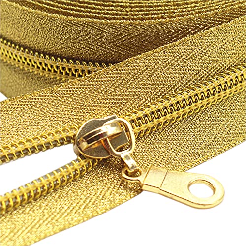 YaHoGa 9 m goldfarbenen endlos Reißverschluss Meterware goldfarbenen Band Reissverschluss 6mm-Spirale + 25 Nonlock-Zipper (goldfarbenen Band) von YaHoGa
