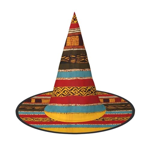YaWea Hexenhüte zum Aufhängen, mit Indianer-Muster, faltbare Spitzkappe, Kostüm-Accessoire, für Halloween-Party, 1 Stück von YaWea