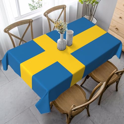 YaWea Tischdecke mit schwedischer Flagge, rechteckig, Bauernhaus, waschbare Tischdecke für die Küche YaWea Tischdecke mit schwedischer Flagge, rechteckig, Bauernhaus, waschbare Tischdecke für die Küche von YaWea