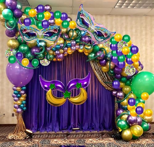 114 Stück Mardi Gras Luftballons Party Dekoration große Mardi Gras Maske Folienballons Mond Stern Folienballons für Karneval Geburtstag Babyparty Maskerade New Orleans Party von YaYuanSun