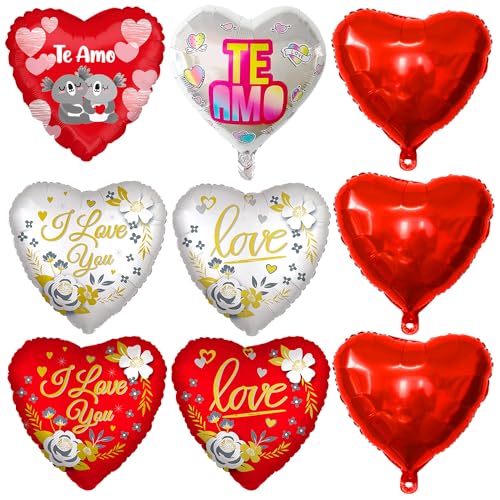 9Pcs I Love You Balloons 18 Inch Red Heart Shaped Foil Balloons Valentine Balloons Valentines Day Balloons for Valentines Day Decor Anniversary Wedding Party Decorations von YaYuanSun