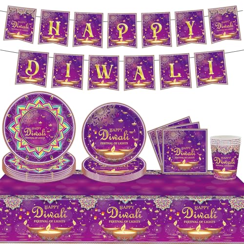 Diwali Dekorationen Happy Diwali Banner Happy Diwali Papier Party Teller, Becher, Servietten, Tischdecke für indische Deepavali Diyas Supplies, Festival of Lights Party Decor, Serves 20 Diwali Dekorationen Happy Diwali Banner Happy Diwali Papier Party Teller, Becher, Servietten, Tischdecke für indische Deepavali Diyas Supplies, Festival of Lights Party Decor, Serves 20 von YaYuanSun