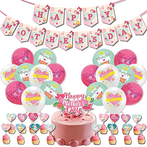 Muttertagsparty-Zubehör, 50 Stück Happy Mother's Day Banner Luftballons Kuchendekorationen für Muttertag Dekorationen Muttertag Geburtstag Party Gastgeschenke von YaYuanSun