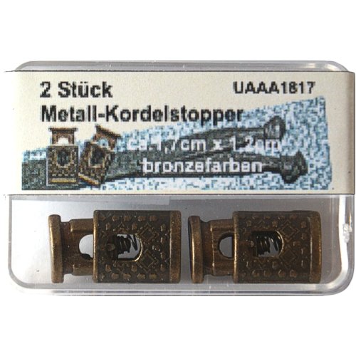 2er Pack Metall Kordelstopper bronzefarben m. Verzierung, in Plastbox, 1817 von Yaba Handels GmbH Yline