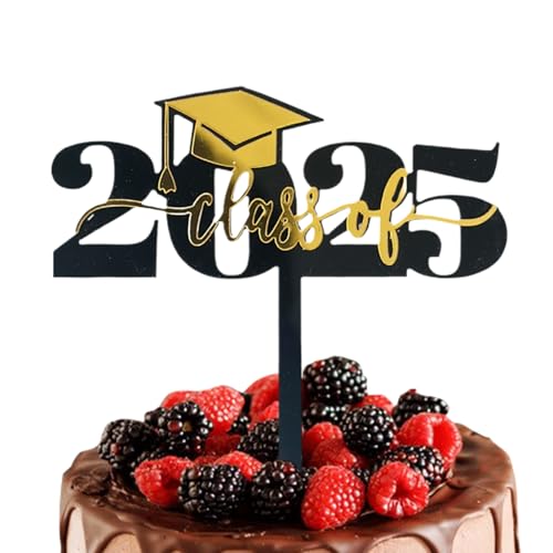 Yabauuop Abschluss Cupcake Toppers, Akryl Abschluss Cupcake Toppers, Stabile Schwarze Und Goldene Appetit Spieße Fotobooth Requisiten Für Klassenzimmer Schule Universität Kindergarten von Yabauuop