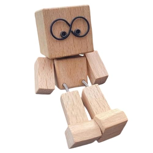Yabauuop Schüttelnde Holzfigur - Lustige Wackelkopf-Auto Dekoration Dashboard -Mann Handgefertigte Holz-Auto-Ornamente,Actionfiguren, Auto Dekofigur Für Armaturenbrett, Geschenke Für Männer, Büro von Yabauuop