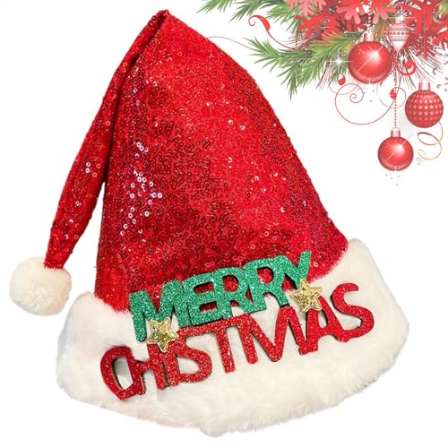 Yabauuop Weihnachtsmütze Erwachsene,Weihnachtsmannmütze - Niedliche Weihnachtsmütze mit Pailletten, rote Weihnachtsmütze | Holiday Decor Unisex Hirschgeweih Weihnachtsmann Weihnachtstuch für Damen und Yabauuop Weihnachtsmütze Erwachsene,Weihnachtsmannmütze - Niedliche Weihnachtsmütze mit Pailletten, rote Weihnachtsmütze | Holiday Decor Unisex Hirschgeweih Weihnachtsmann Weihnachtstuch für Damen und von Yabauuop