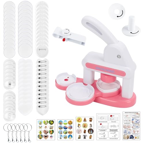 Buttonmaschine, 55 + 35 mm Button Maker Maschine, Kinder DIY Geschenke Pin Maker mit Kreisschneider & Knopfteilen & Formen, Knopfmachermaschine für Kinder DIY-Geschenke Buttonmaschine, 55 + 35 mm Button Maker Maschine, Kinder DIY Geschenke Pin Maker mit Kreisschneider & Knopfteilen & Formen, Knopfmachermaschine für Kinder DIY-Geschenke von Yabound