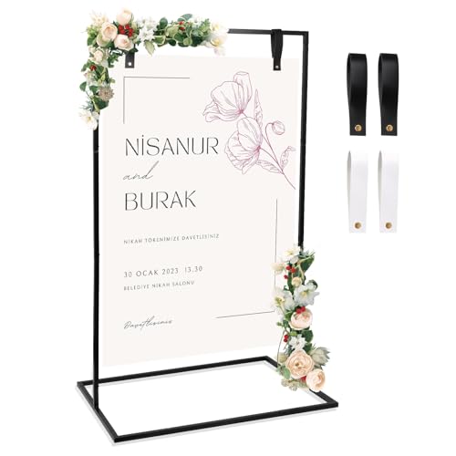 Staffelei Ständer für Hochzeitsschild, "Welcome to Our Wedding Sign Holder", Hochzeitsschilderständer mit 4 Lederriemen, für Hochzeit Poster Innen Außen, 121,9 x 71,1 x 53,3 cm, Schwarz Staffelei Ständer für Hochzeitsschild, "Welcome to Our Wedding Sign Holder", Hochzeitsschilderständer mit 4 Lederriemen, für Hochzeit Poster Innen Außen, 121,9 x 71,1 x 53,3 cm, Schwarz von Yabound