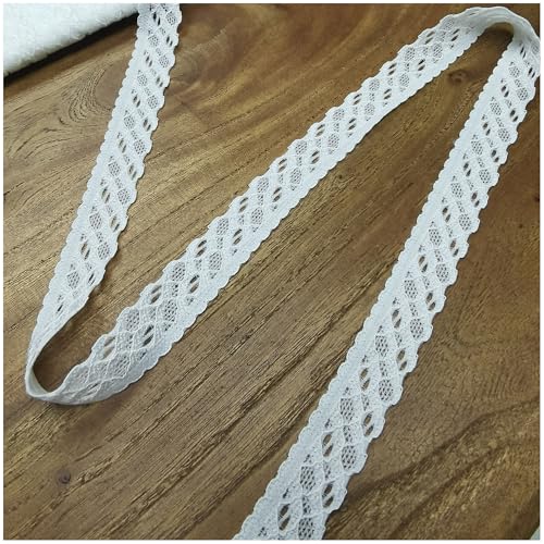 Yachirobi Spitzenband, 1,9 cm x 9,1 m, weißes Wellenmuster, zum Nähen, Kleiderdekoration, DIY Handwerk von Yachirobi
