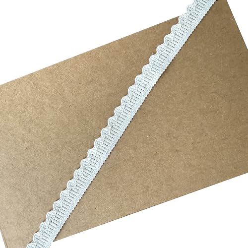 Yachirobi Weißer elastischer Spitzenbesatz, 1,1 cm breit, 9,1 m, gewellter Rand zum Nähen von Yachirobi