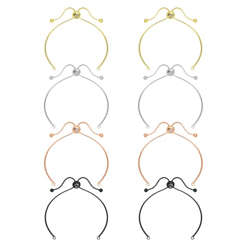 8 verstellbare Verlängerungsketten aus Edelstahl mit Kugelenden für DIY-Armbänder, Schmuckherstellung (4 Farben) von YaeYur