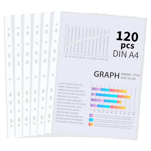 120 Stück Prospekthüllen A4, Klarsichthüllen A4 Glasklar 60 My 11 Loch Oben Offen Klarsichtfolien Transparent für Broschüren Ordner Loseblätter Dokumente von Yafe