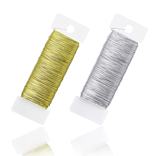 Yafe 0,35mm x 100m Basteldraht Dünn, 2 Rollen Draht zum Basteln Basteldrähte Blumendraht Floristendraht Schmuckdraht Wickeldraht für Basteln Handwerk Pflanzen Blumen Deko (50m/Rolle) von Yafe