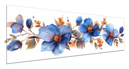 Diamond Painting Blau, Diamant Painting Bilder Blumen 5D Full Drill Bastelset Erwachsene Anfänger DIY Strass Kristall Kunst Malerei, Erwachsene Stickerei Kreuzstich, Deko Schlafzimmer 35x105 cm G2-897 von Yagagse