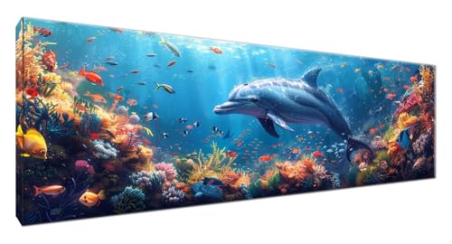 Diamond Painting Erwachsene Delphin, Diamond Painting Tier Full Drill Cross Stickerei Malerei Kits Groß XXL 210x70cm, 5D DIY Diamant Malerei Kreativ Set für Erwachsene Anfänger, Zimmer Deko G2-242 Diamond Painting Erwachsene Delphin, Diamond Painting Tier Full Drill Cross Stickerei Malerei Kits Groß XXL 210x70cm, 5D DIY Diamant Malerei Kreativ Set für Erwachsene Anfänger, Zimmer Deko G2-242 von Yagagse